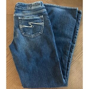 Silver Jeans Aiko Bootcut Low Rise Boot Women's Sz 28 x 31 Dark Wash Blue Denim